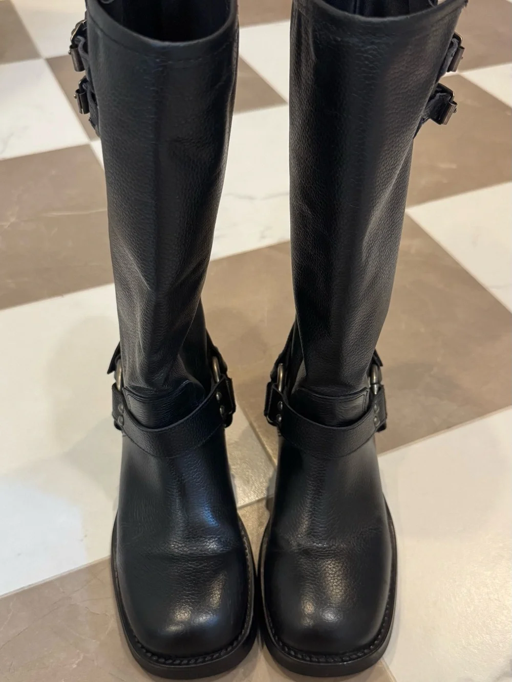 Steve Madden Astor Black Leather Boots size 6